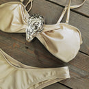 Conjunto 3 Peças Biquíni e Saia Com Fivela Branco