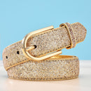 Cinto Couro Eco Glitter Dourado