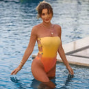 Conjunto 2 Peças Maiô e Saia Com Babados Laranja