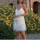 Vestido Curto Paetê Com Plumas Rosa