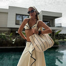 Conjunto 3 Peças Biquíni e Saia Lycra Branco