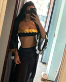 Biquíni Tomara Que Caia Hot Pants Com Lantejoula Dourada