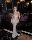 Vestido Longo Translucido Gola Solta Com Brilho Preto