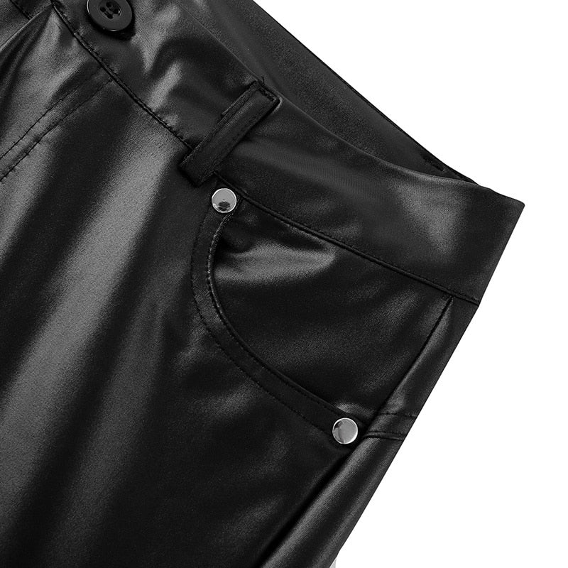 Calça Skinny De Couro Eco