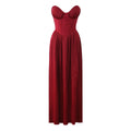 Vestido Longo Chiffon Plissado Tomara Que Caia Azul Ciano