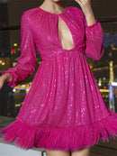 Vestido Curto Com Lantejoulas Pink