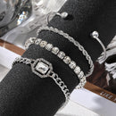 Kit de 4 Pulseiras Douradas Com Strass