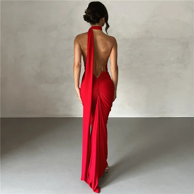 Vestido Longo Drapeado Um Ombro Só Preto