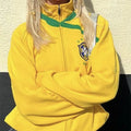 Casaco Moletom Feminino Com Zíper Amarelo Brasil