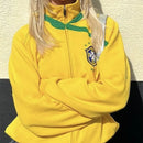 Casaco Moletom Feminino Com Zíper Amarelo Brasil