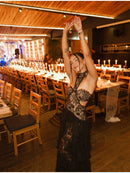 Vestido Longo Todo Rendado Com Babados Branco