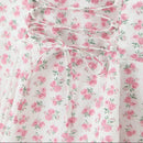 Vestido Midi Alça Fina Decote Coração Estampa Floral