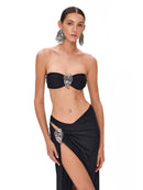 Conjunto 3 Peças Biquíni e Saia Com Fivela Branco