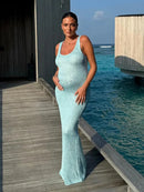 Vestido Longo Alça Média Lurex Brilhoso