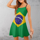 Vestido Curto Alça Fina Com Estampa Da Bandeira Brasil