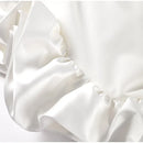 Vestido Curto Sem Manga Com Babados Em Cetim Preto