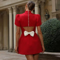 Vestido Curto Com Manga Alfaiataria Vermelho