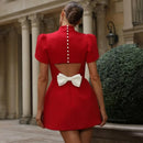 Vestido Curto Com Manga Alfaiataria Vermelho