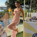 Vestido Longo Assimétrico Em Tule Com Fenda Vinho