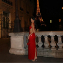 Vestido Longo De Paetês Com Alça Média Vermelho