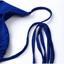 Vestido Longo Cauda Drapeada Alça Fina Azul