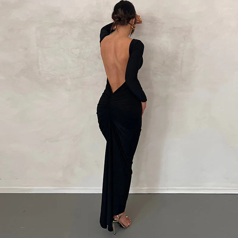 Vestido Longo Cauda Drapeada Vermelho