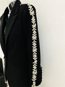 Conjunto Alfaiataria 2 Peças Blazer e Calça Com Pedraria Branco