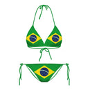 Conjunto De Biquíni 2 Peças Top Cortininha Estampa Brasil