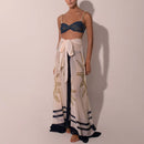 Conjunto 2 Peças Biquíni e Saia Estampa Solar Azul Marinho