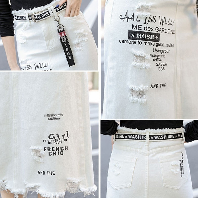 Saia Midi Jeans Desfiada