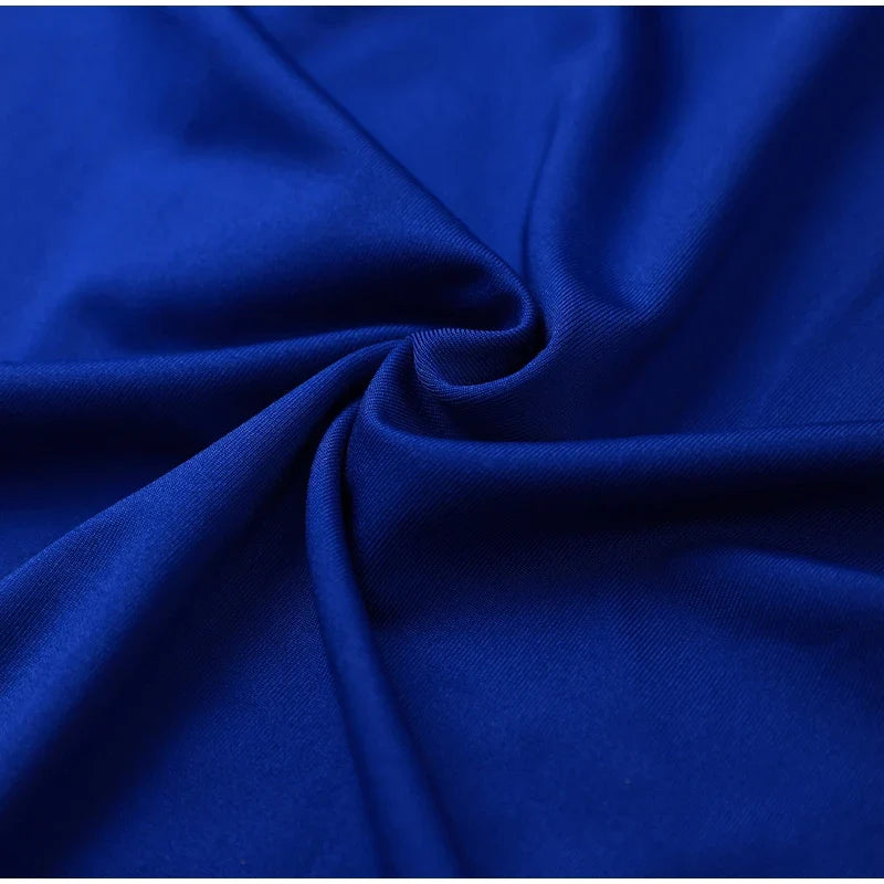 Vestido Longo Cauda Drapeada Alça Fina Azul