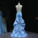 Vestido Longo Estilo Sereia Com Cauda E Babados Deslumbrante