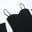 Vestido Curto Em Lurex Brilhoso Com Fenda