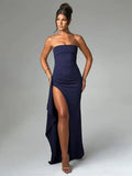 Vestido Longo Tomara Que Caia Com Fenda Vermelho