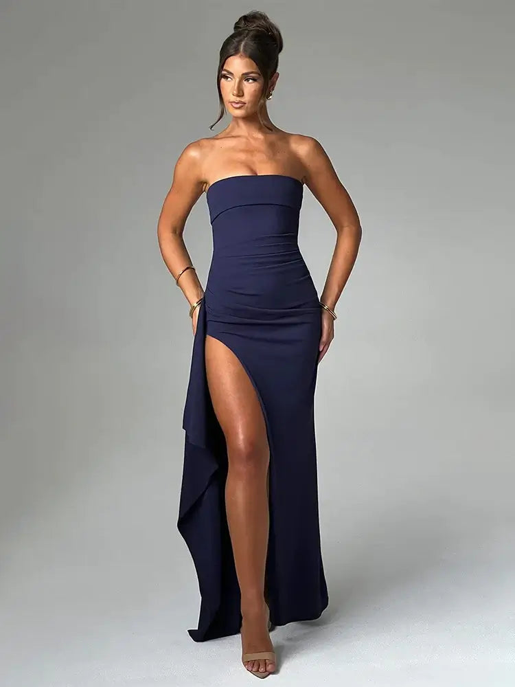Vestido Longo Tomara Que Caia Com Fenda Vermelho