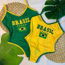 Body Maiô Alça Fina Com Estampa Do Brasil