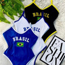 Body Maiô Alça Fina Com Estampa Do Brasil