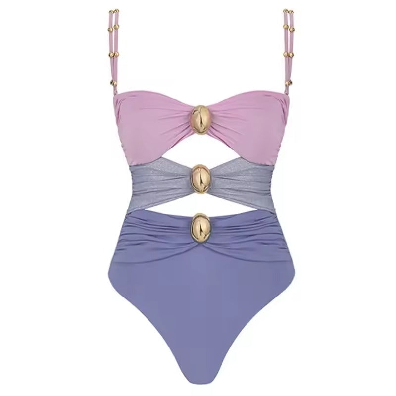 Conjunto 2 Peças Maiô e Saia Multicolorido Bege