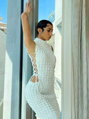 Vestido Cristal Gola Alta Verde