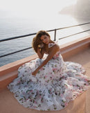 Vestido Longo Rodado Estilo Corset Estampa Floral