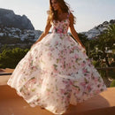 Vestido Longo Rodado Estilo Corset Estampa Floral