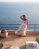 Vestido Longo Rodado Estilo Corset Estampa Floral