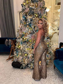 Macacão Bordado De Paetês Dourado