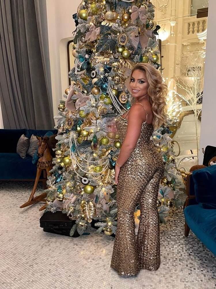 Macacão Bordado De Paetês Dourado