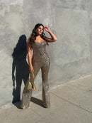 Macacão Bordado De Paetês Dourado