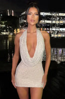 Vestido Curto Tubinho Em Strass Preto