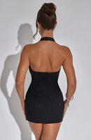 Vestido Curto Tubinho Em Strass Preto
