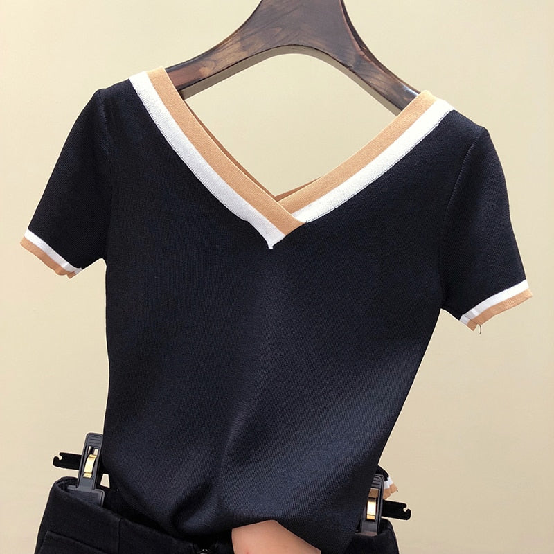 T-Shirt Com Manga De Malha