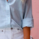 Camisa Básica De Linho Azul