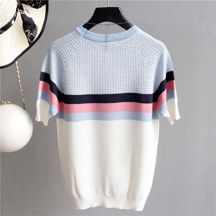 Blusa De Manga Tricô Listrada